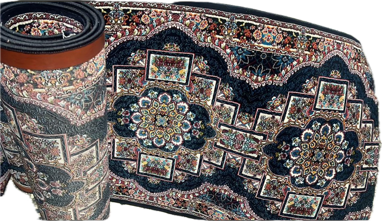 فرش ماشینی 700 شانه فرش هیوا زمینه سرمه ای حاشیه سرمه ای مدل ناردون