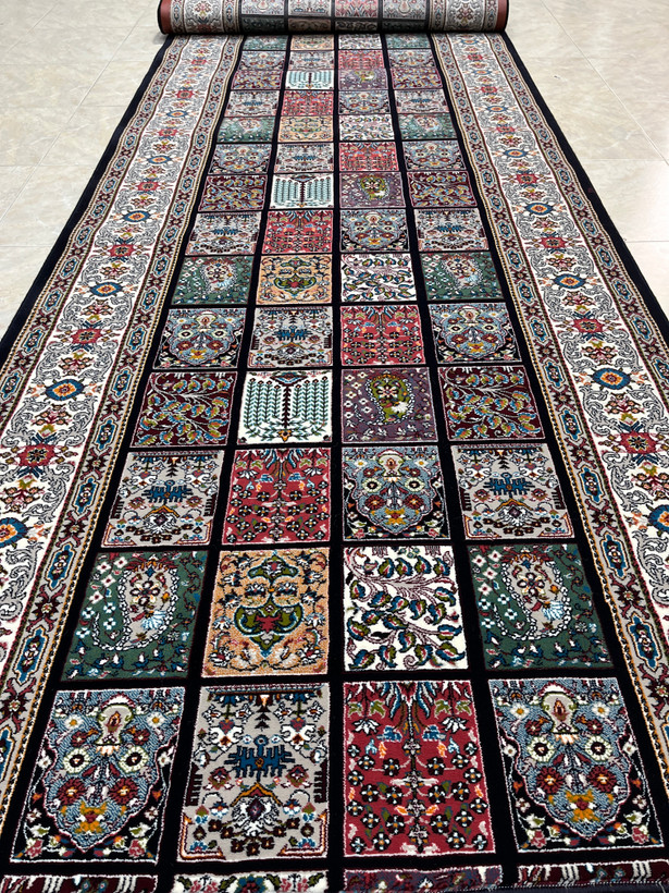 خرید فرش خشتی سرمه ای. فرش سرمه ای چهل تیکه.